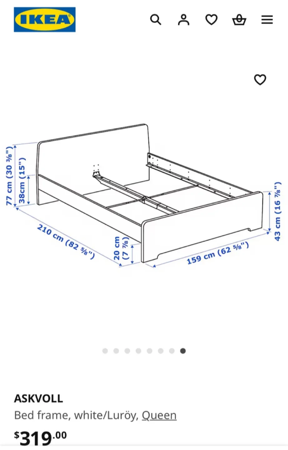 IKEA ASKVOLL Queen Bed Frame image indicator(2)