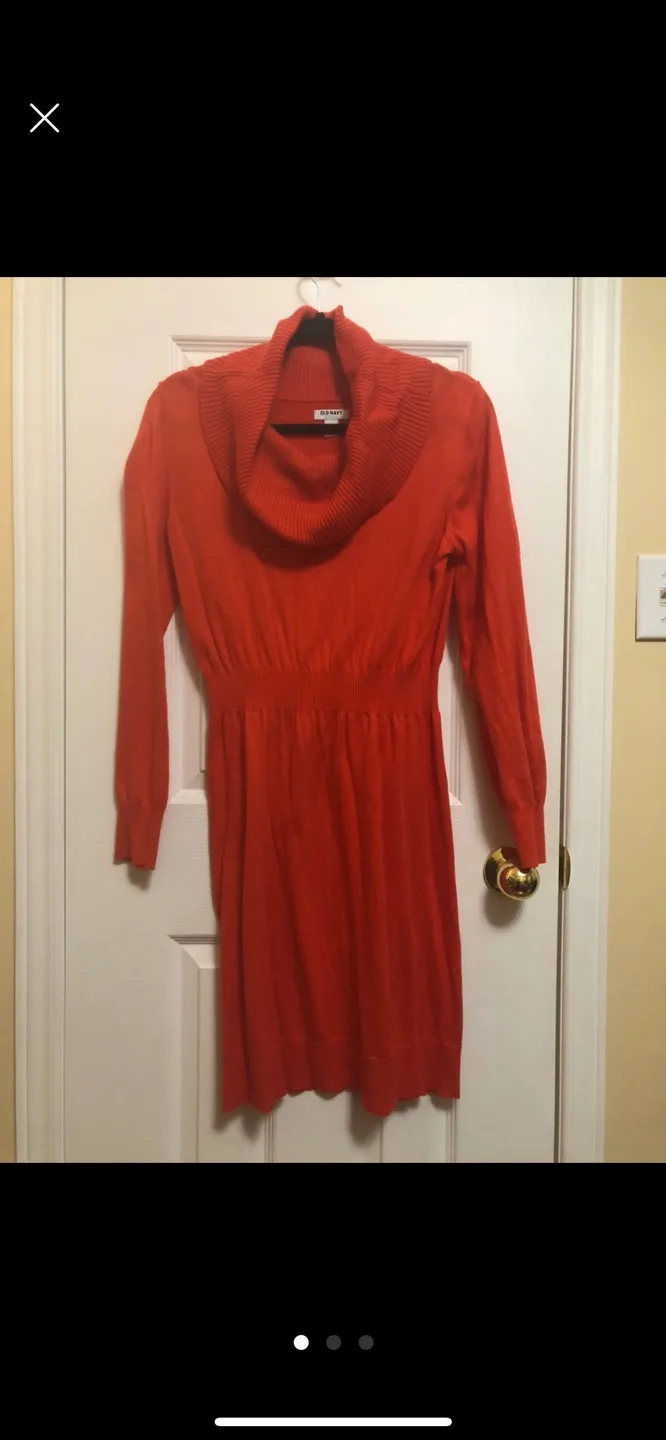 Old Navy Orange Cowl Neck Sweater Dress image indicator(3)