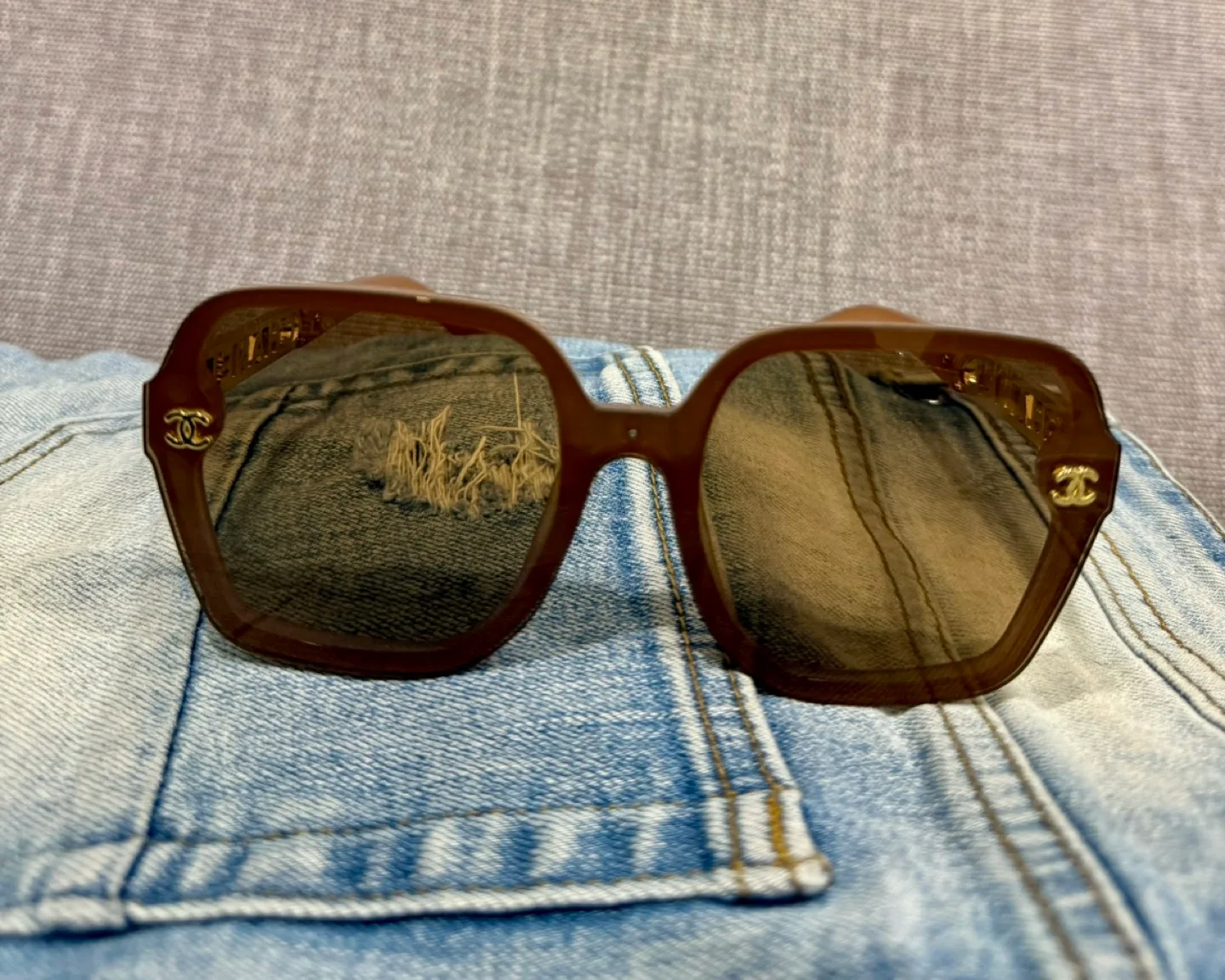 Chanel Brown Square Frame Sunglasses thumbnail
