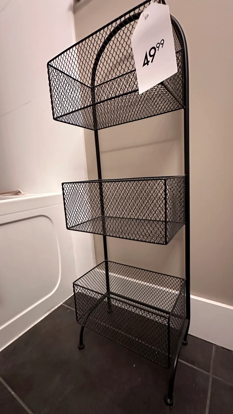 Black Metal 3-Tier Storage Shelf thumbnail