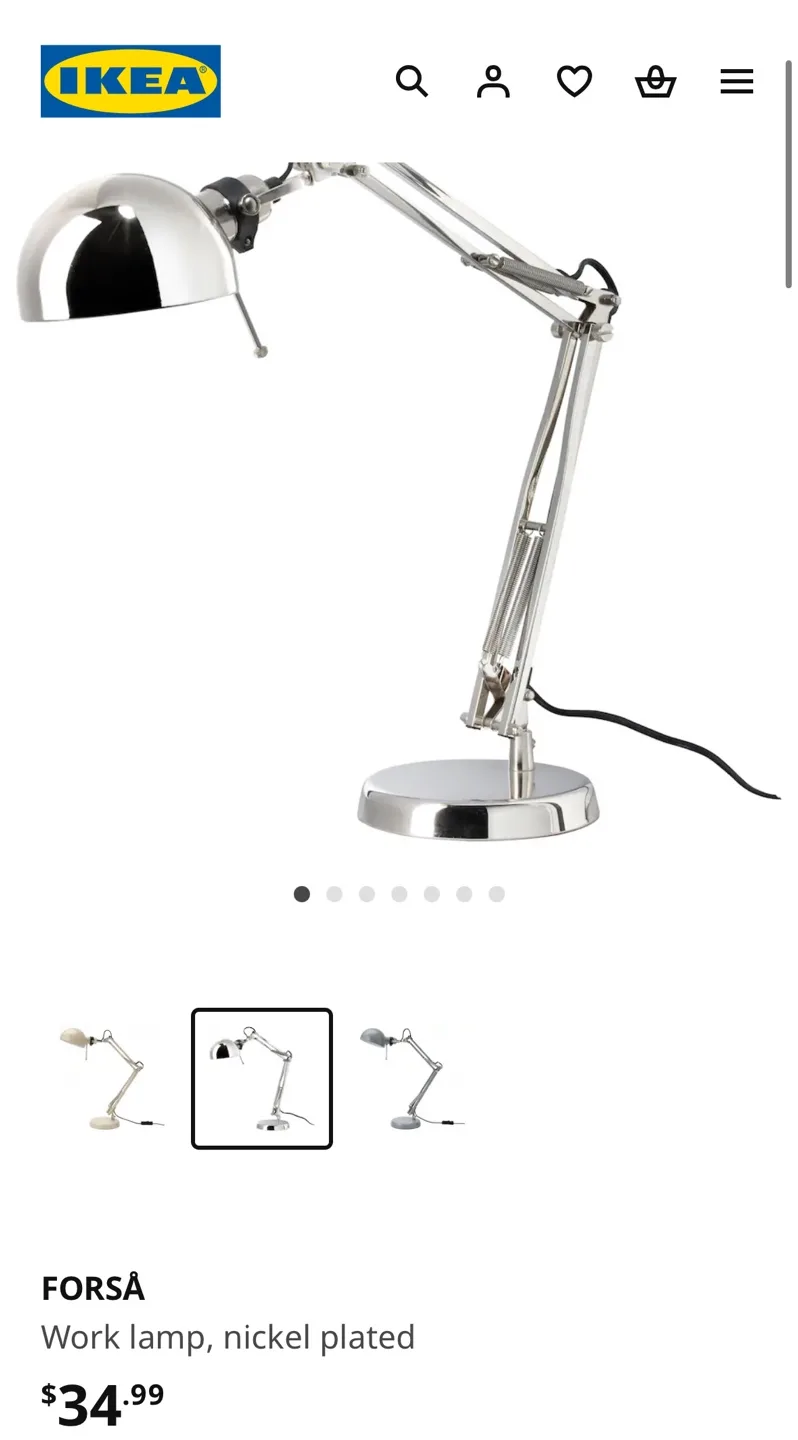 IKEA FORSA Desk Lamp Nickel Plated image indicator(2)