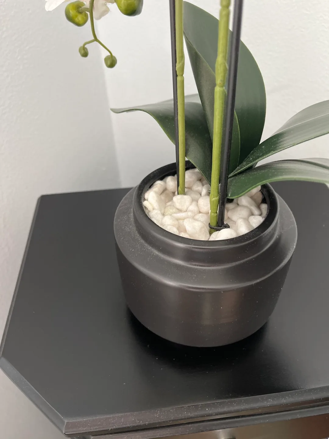 Artificial White Orchid Plant in Black Pot image indicator(3)