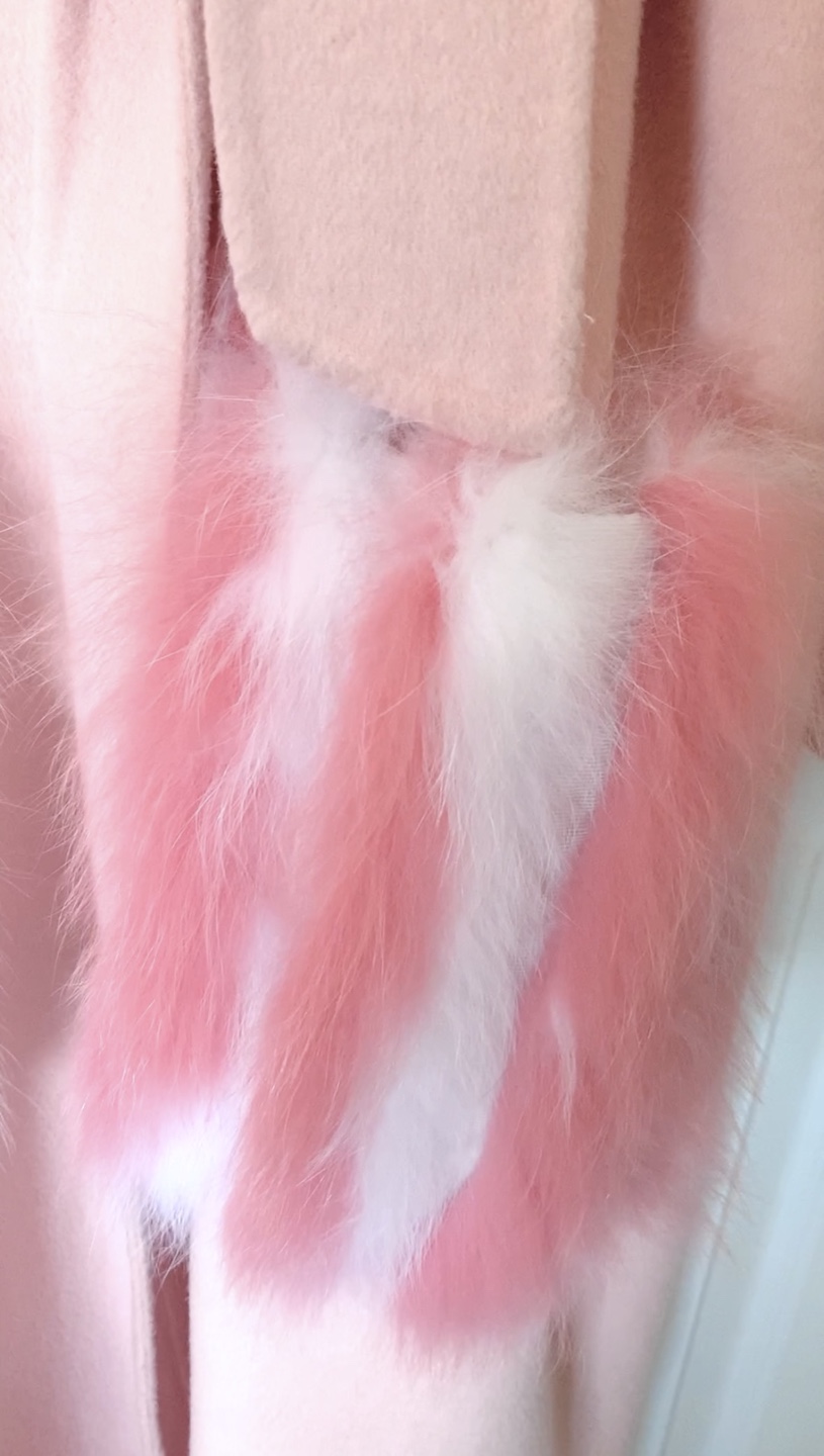 $450 Pink Wool Coat with Fur Trim - photo 2