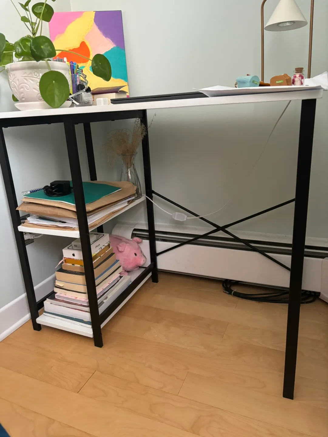 White Desk with Storage Shelves thumbnail