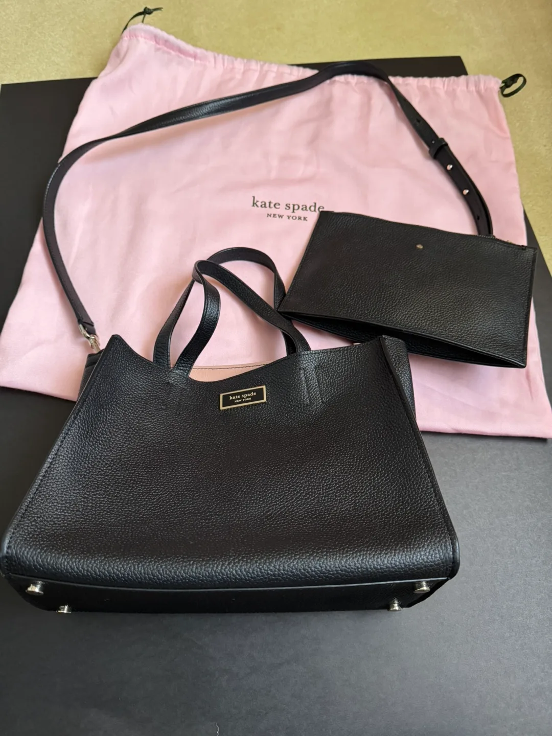 Kate Spade Black Leather Tote Bag thumbnail