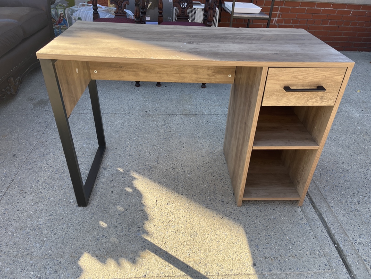 Office Desk with Black Metal Frame