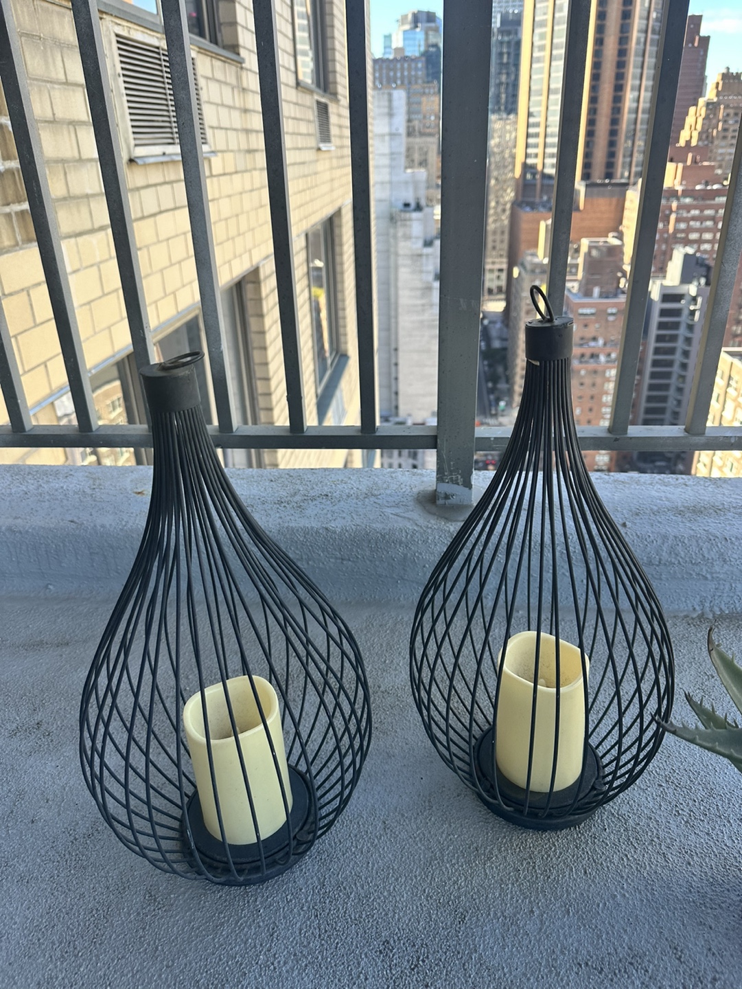 Black Metal Candle Lanterns Set of 2