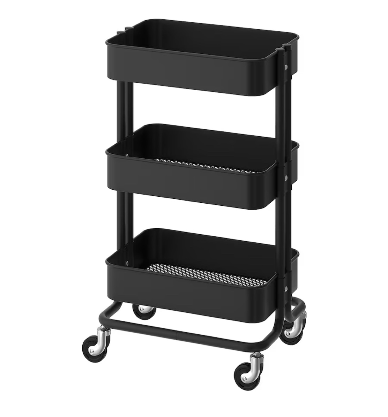 Black 3-Tier Rolling Utility Cart