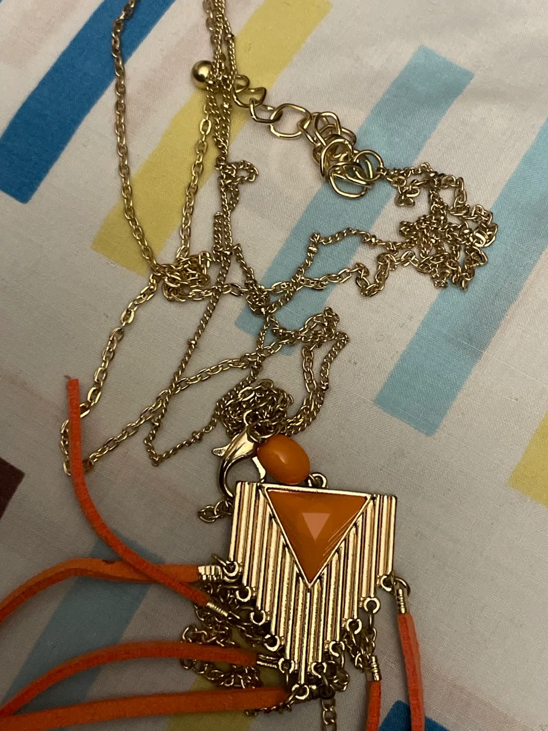 Gold and orange statement necklace #freecycyle thumbnail