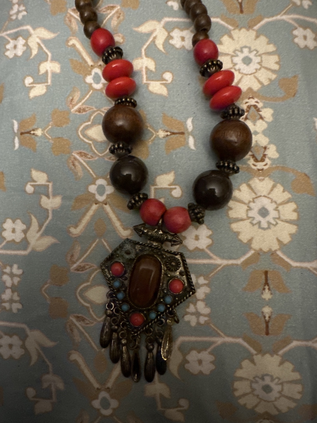 Wooden Beaded Necklace with Pendant #freecycle