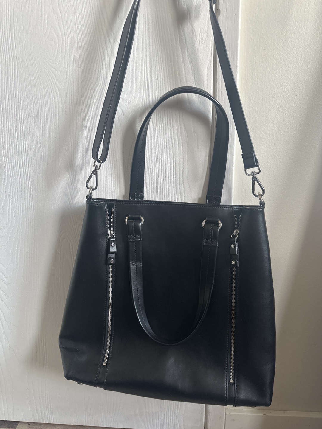Black leather tote bag #freecycle