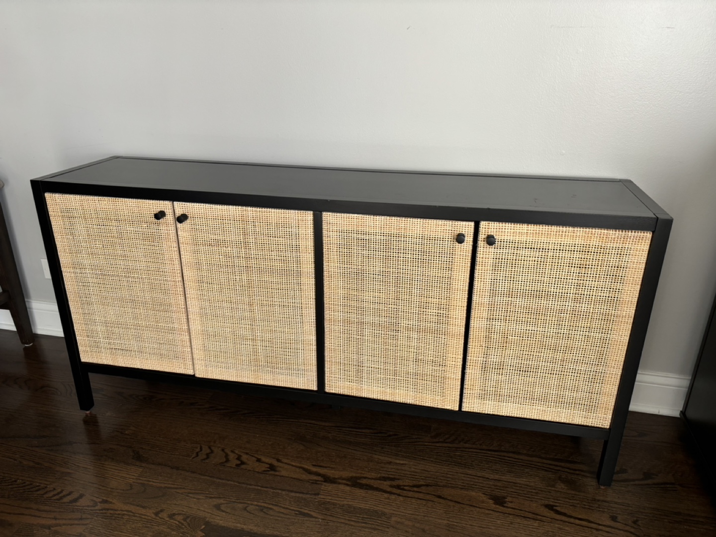 Black 4-Door Caned Cabinet - photo 4