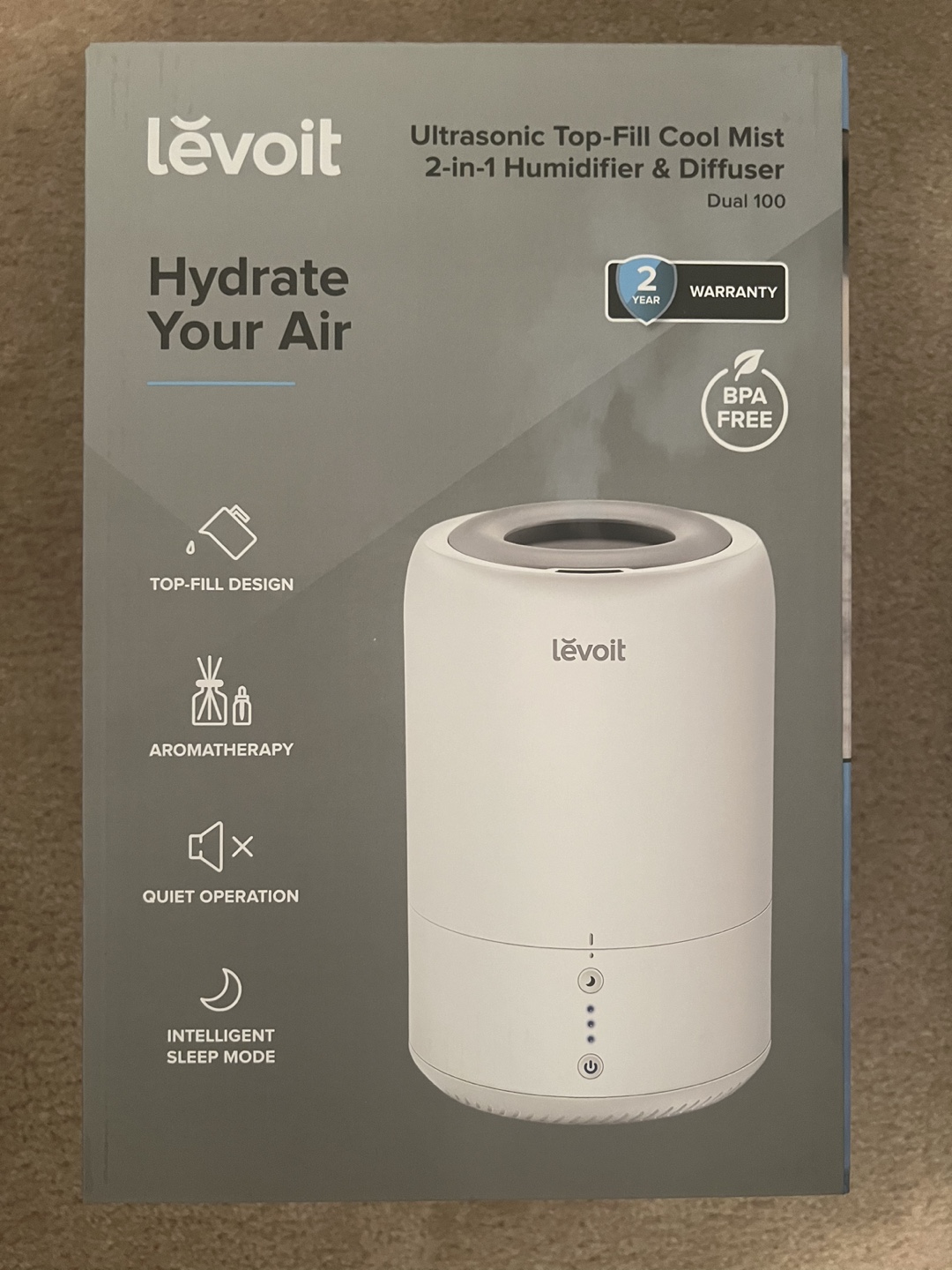 Levoit Ultrasonic Top-Fill Cool Mist Humidifier & Diffuser
