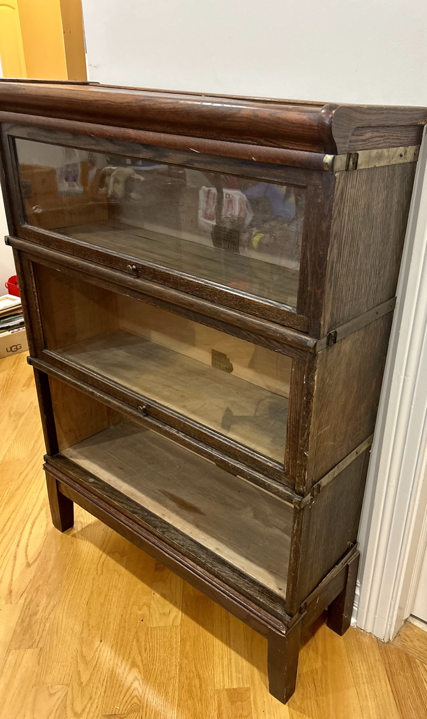 Antique Wooden Bookcase with Glass Doors - photo 2