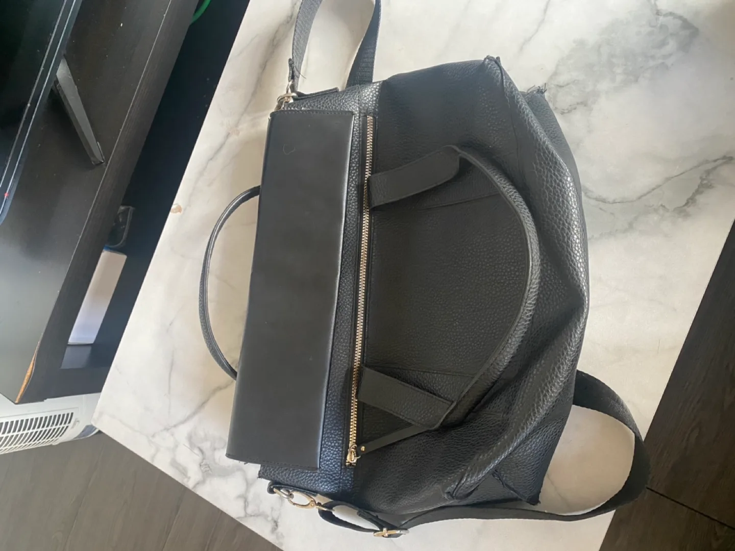 Black faux Leather Satchel Handbag #freecycle thumbnail