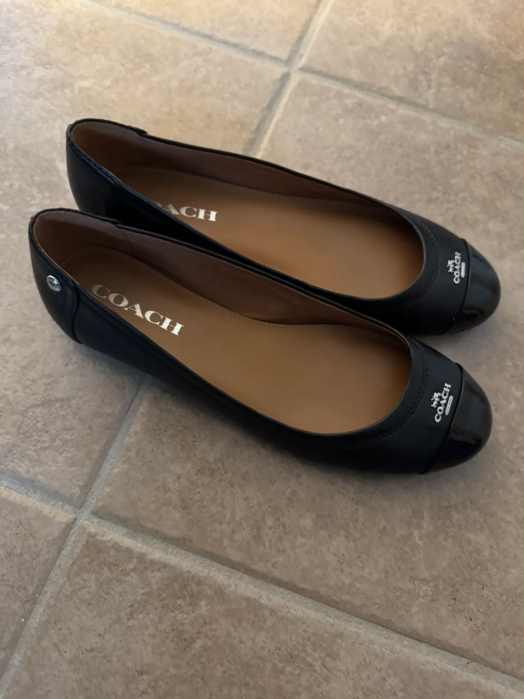 Coach Black Leather Flats thumbnail