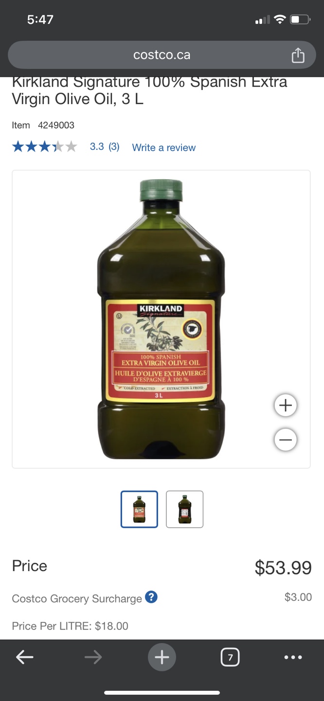 Kirkland Signature 100% Spanish Extra Virgin Olive Oil - 3 litre - photo 2