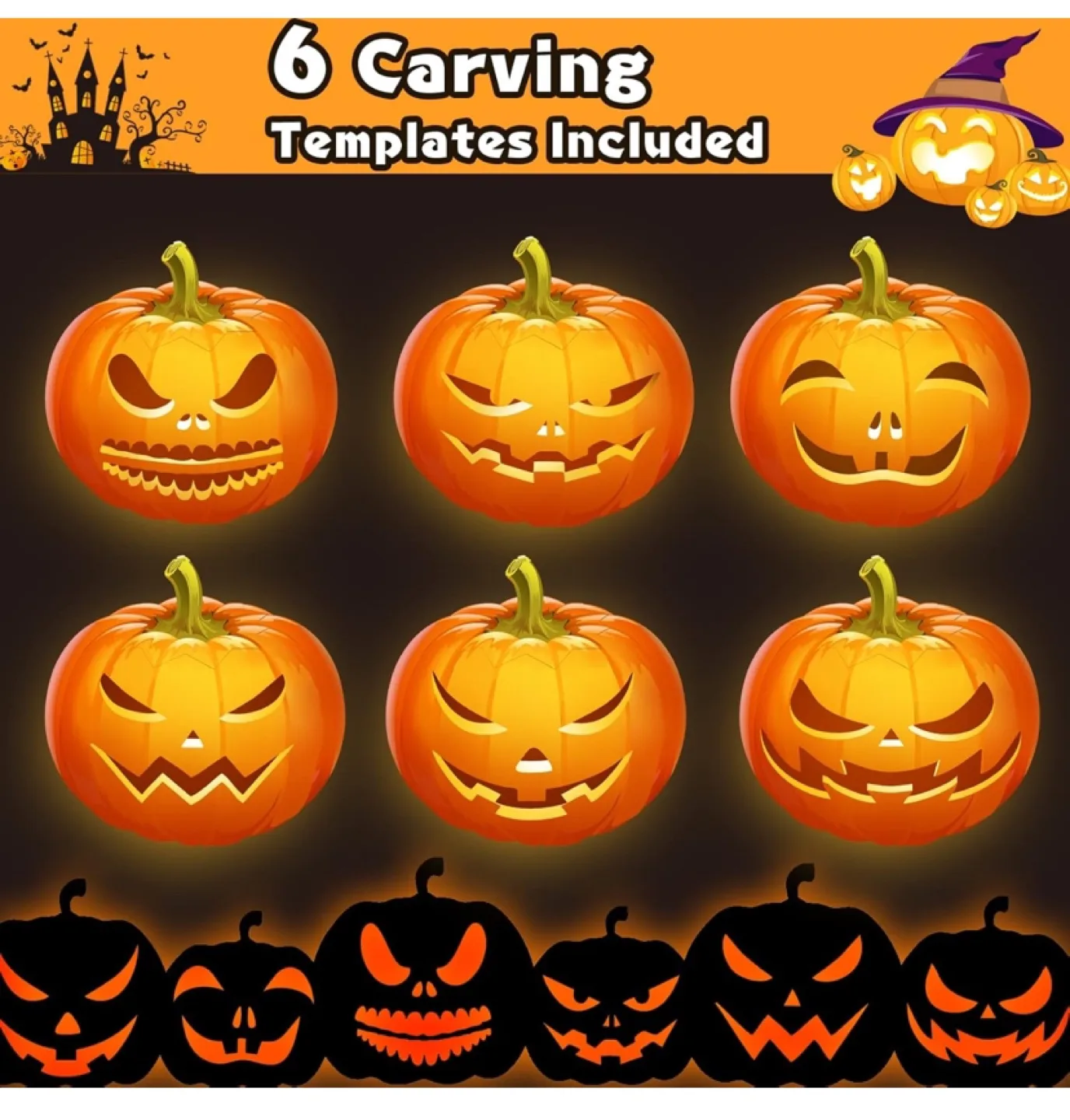 Pumpkin Carving Kit - 12 Piece Set with 6 Templates image indicator(3)