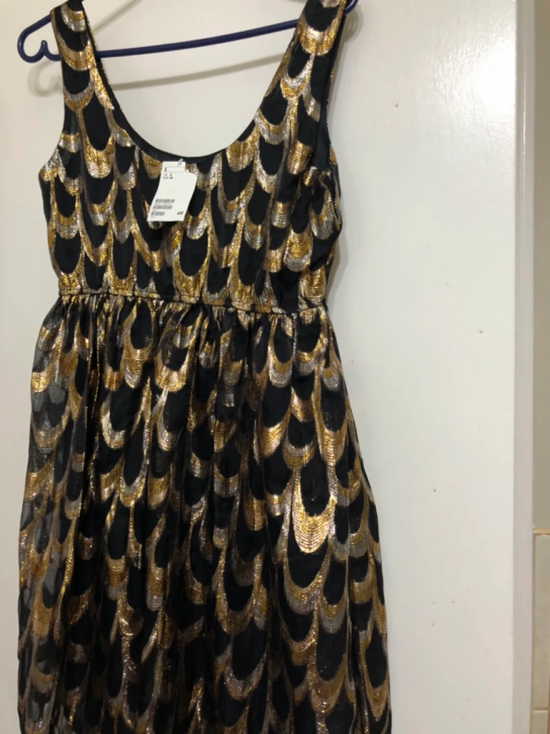 H&M Black and Gold Scaled Dress thumbnail