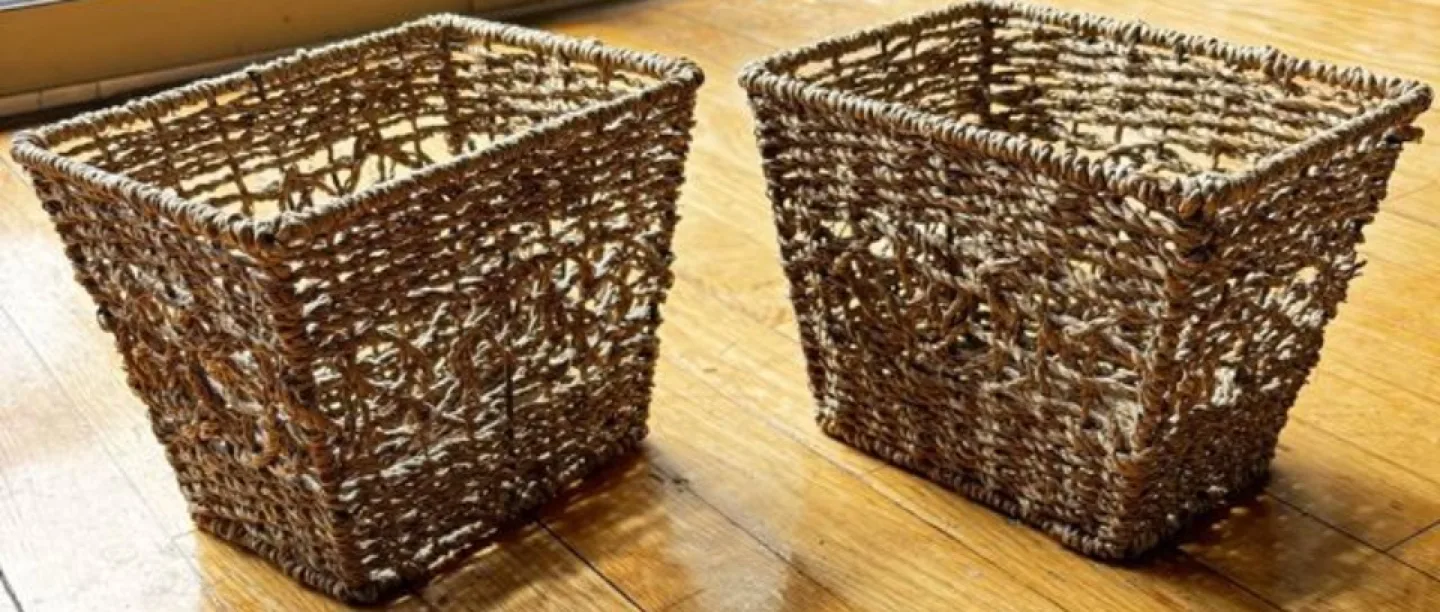 Small Wicker Decorative Baskets Set of 2 Like New image indicator(10)