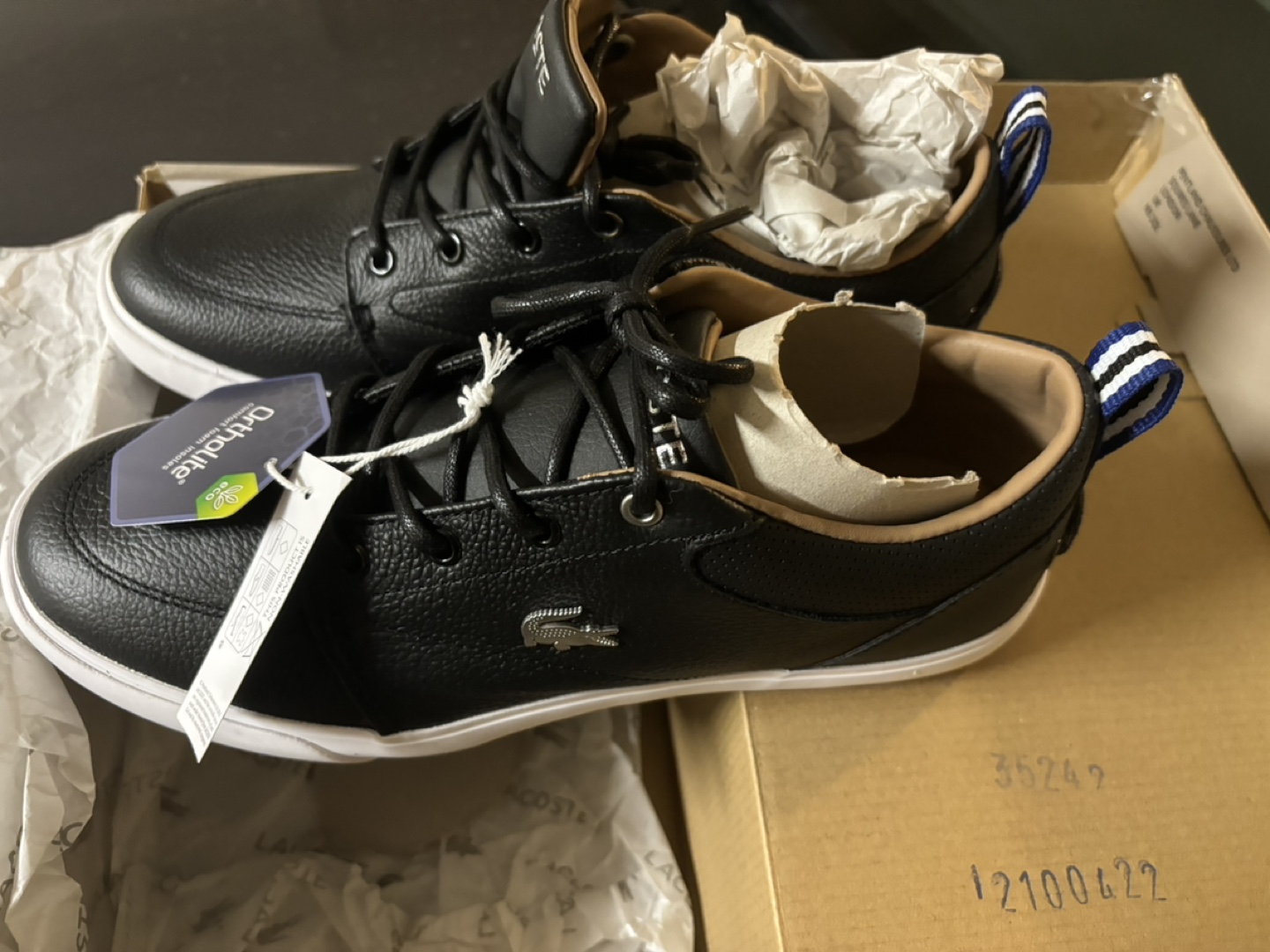 Lacoste Men's Black Leather Sneakers Size 8 - photo 2