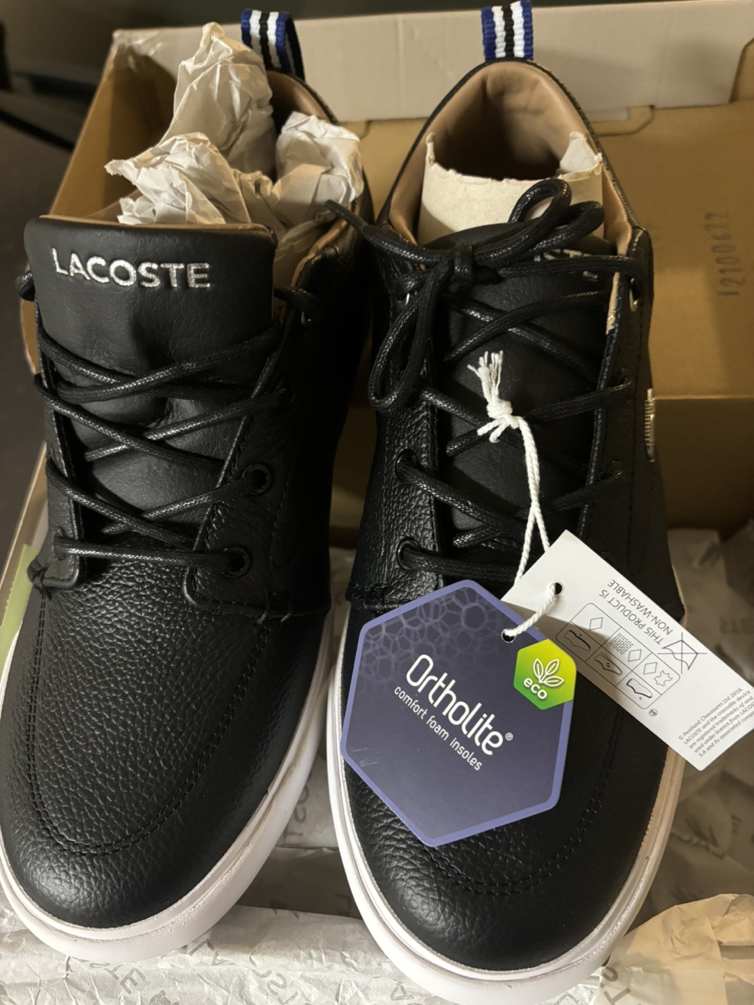 Lacoste Men's Black Leather Sneakers Size 8