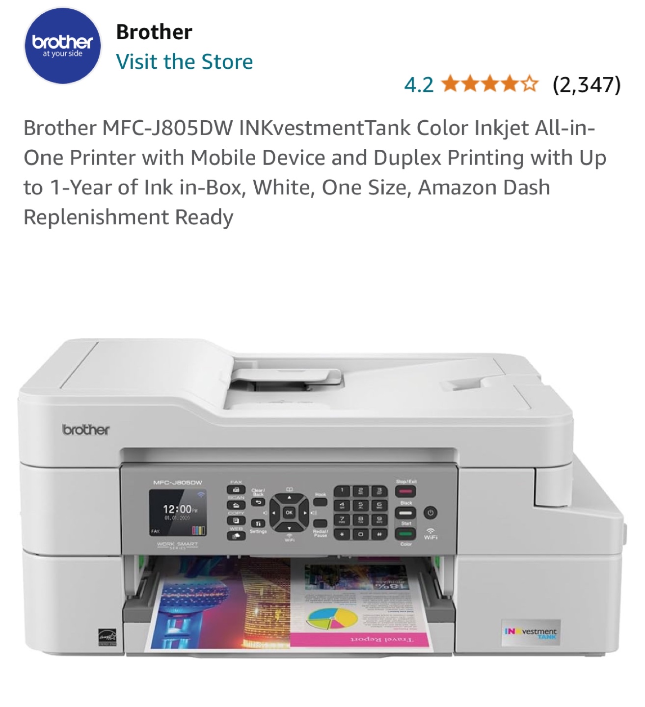 Brother MFC-J805DW Color Inkjet All-in-One Printer