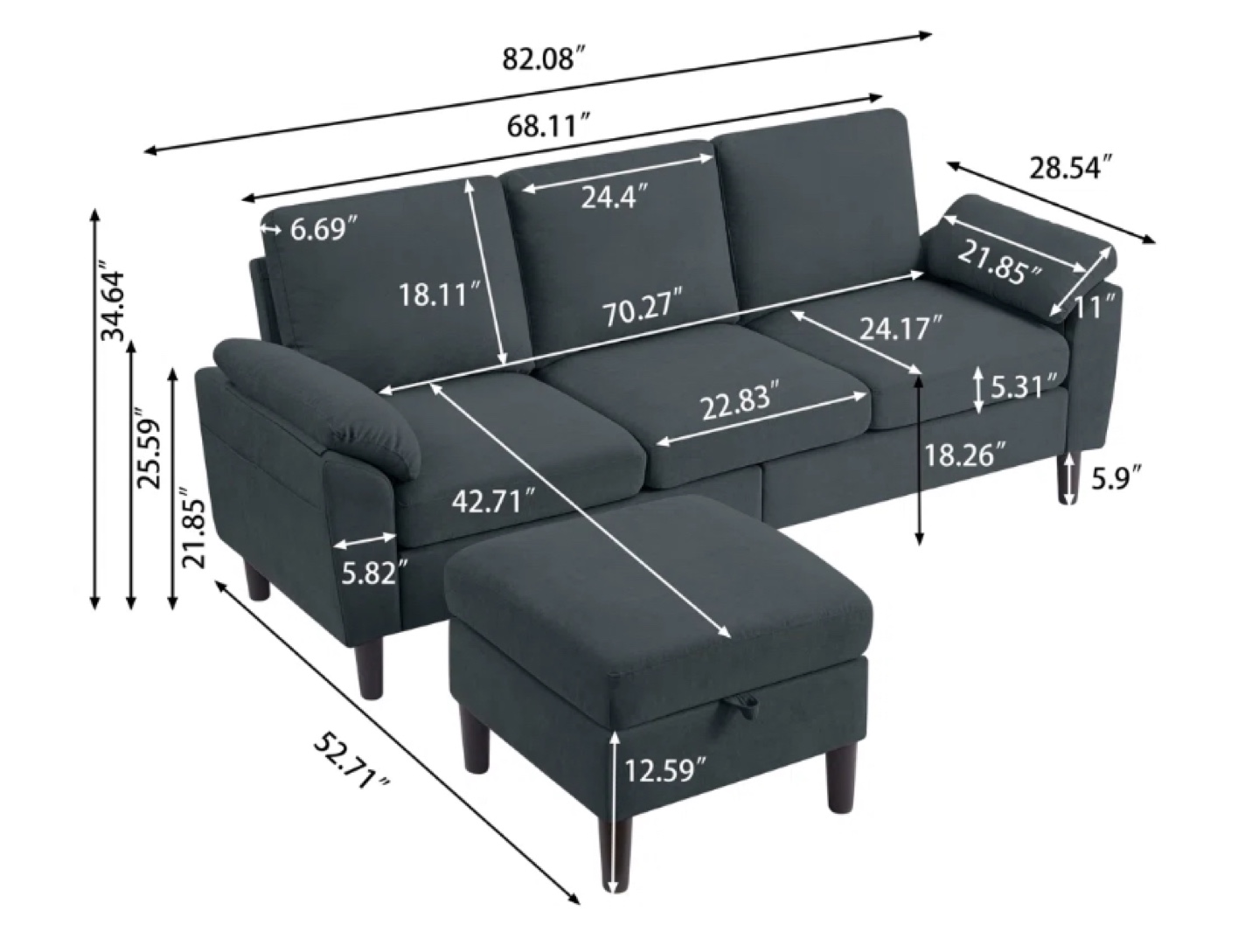 Reversible Sectional Sofa - photo 3