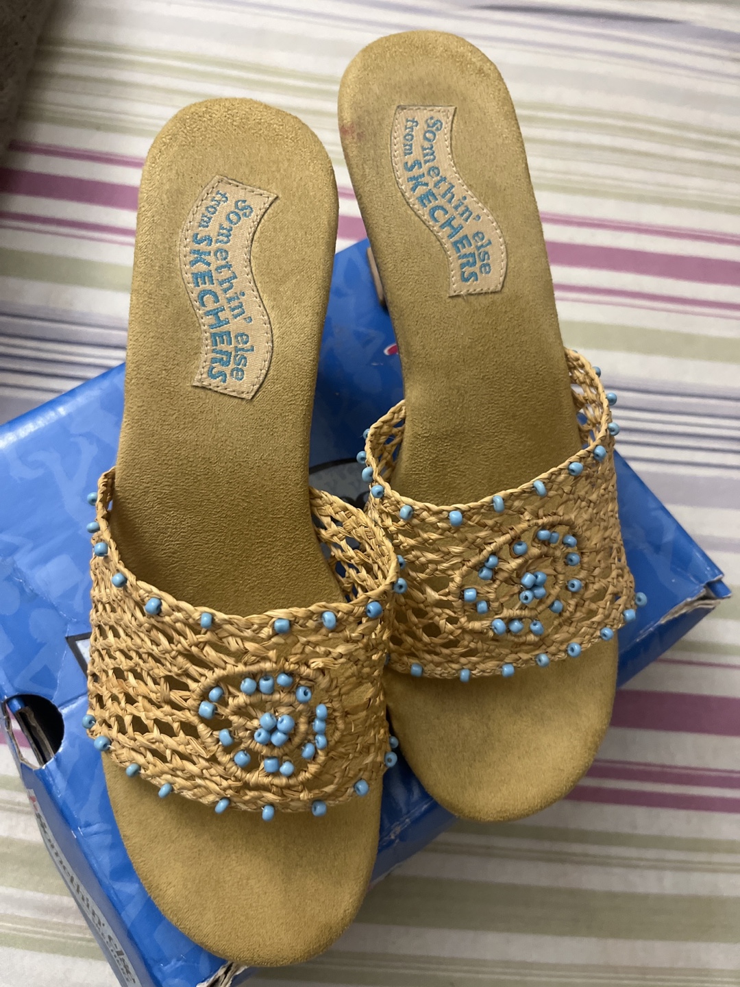 Skechers Raffia Woven Bead Sandals