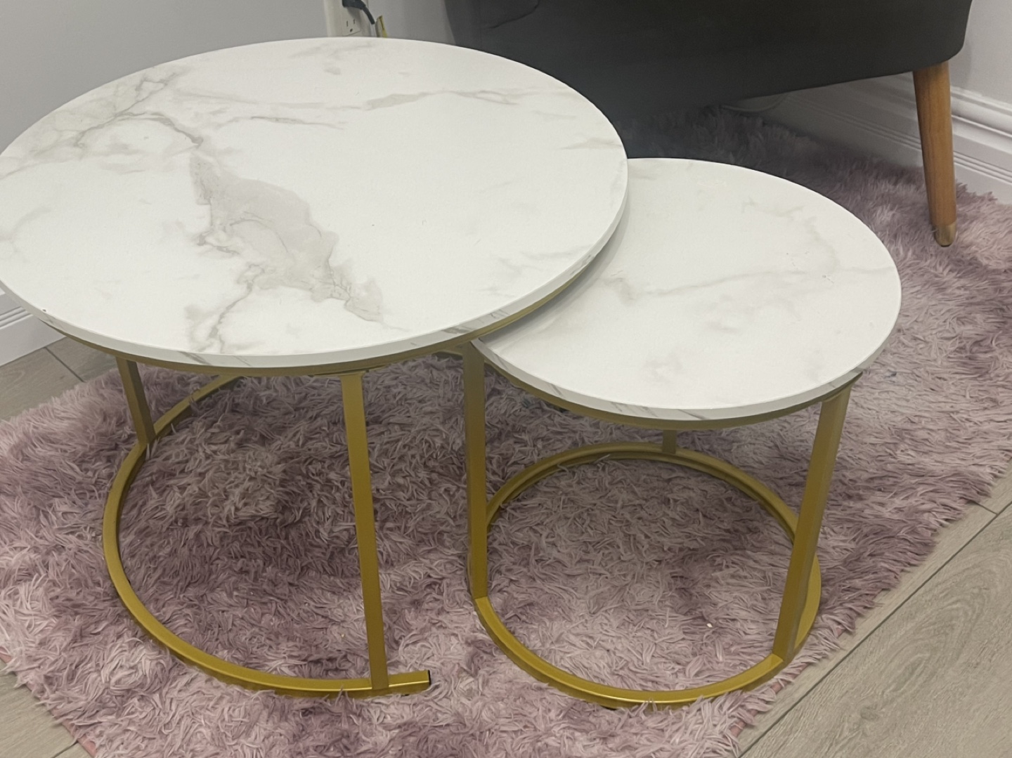 Set of 2 Marble and Gold Nest of coffee tables