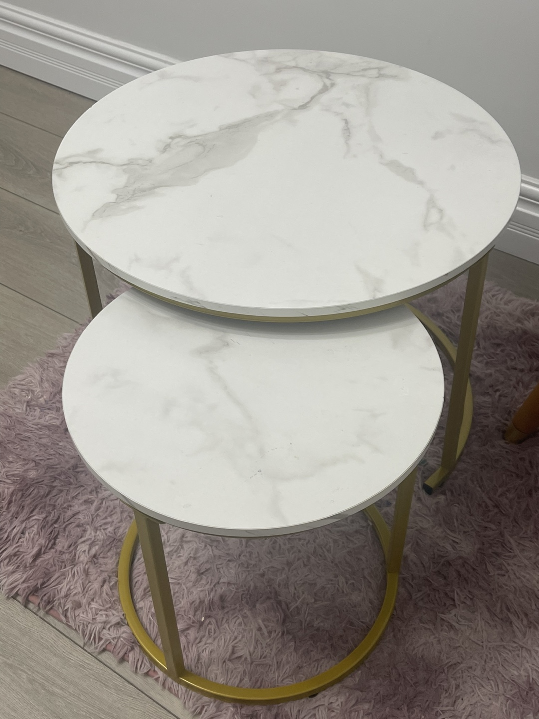 Set of 2 Marble and Gold Nest of coffee tables - photo 2