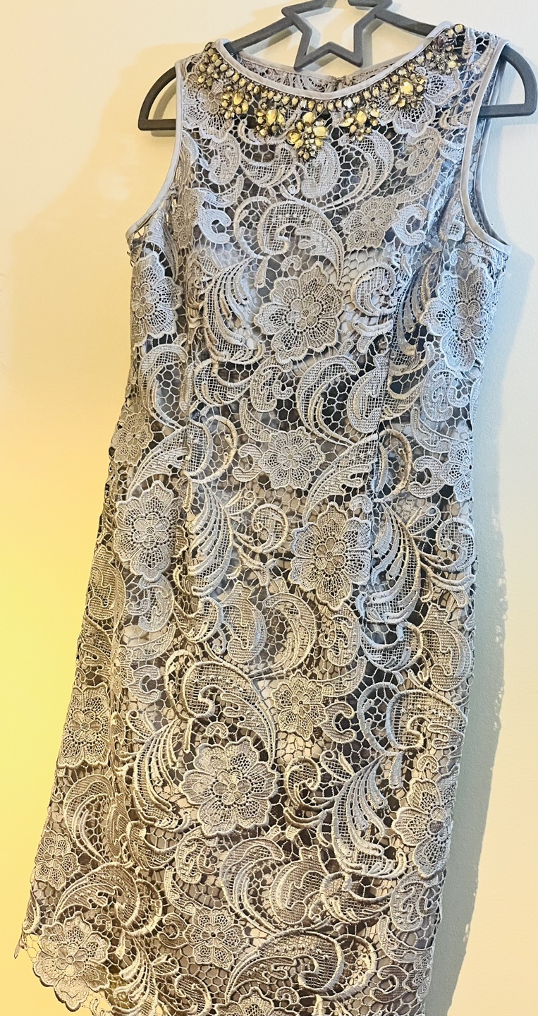 Beautiful silver  Lace Dress/ formal dress