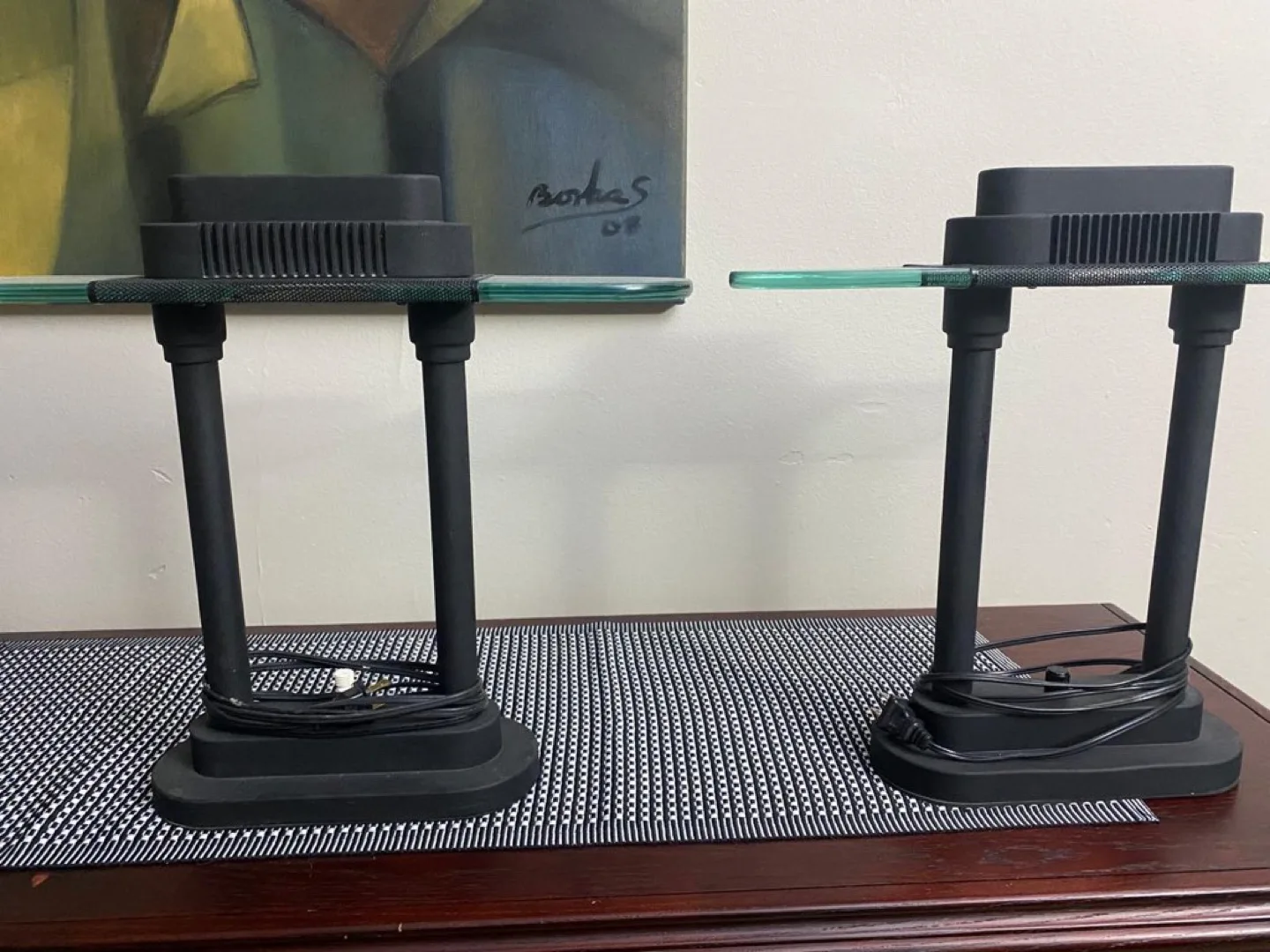 Pair of Black Desk Lamps with Glass Top image indicator(2)