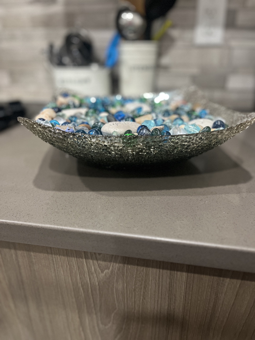 Glass Decorative Bowl with Stones - photo 2