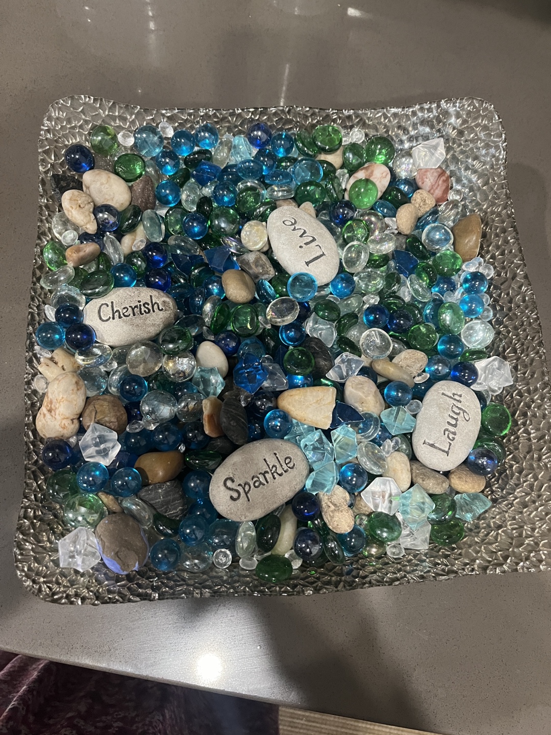 Glass Decorative Bowl with Stones