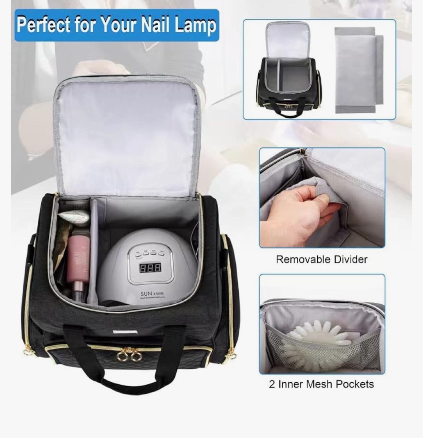 nail Carrying Bags, Nail Organizers. Black - photo 2