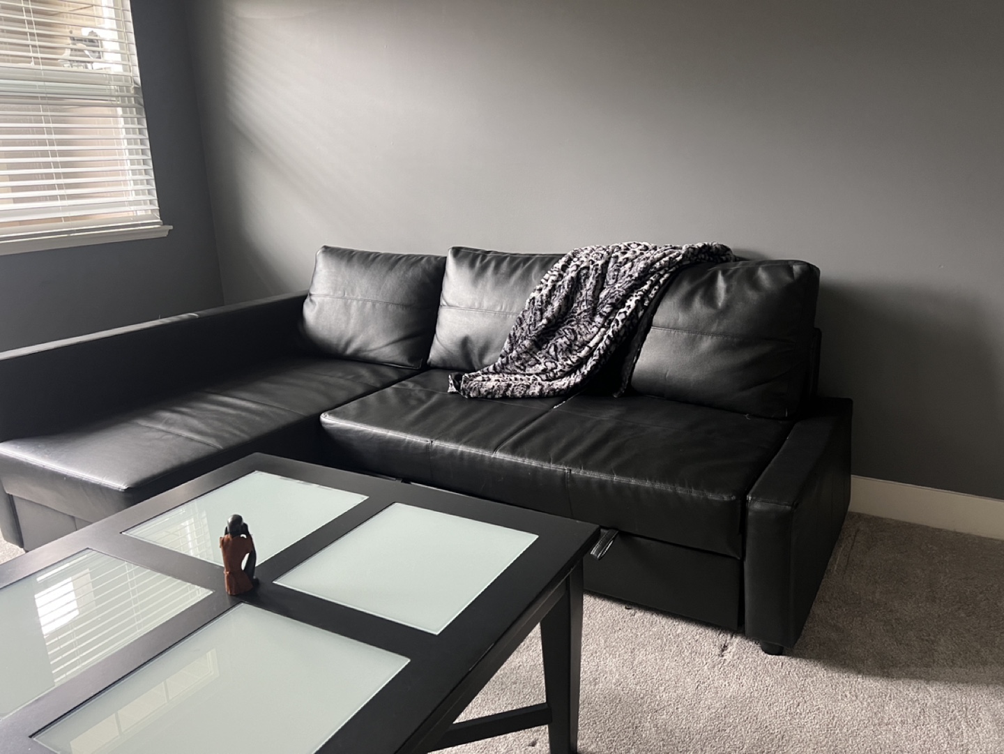 Black Leather Sectional Sofa Bed
