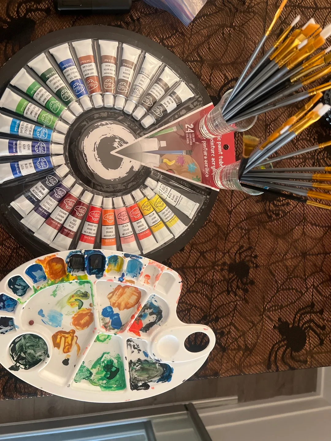 24-Color Acrylic Paint Set With Brushes thumbnail