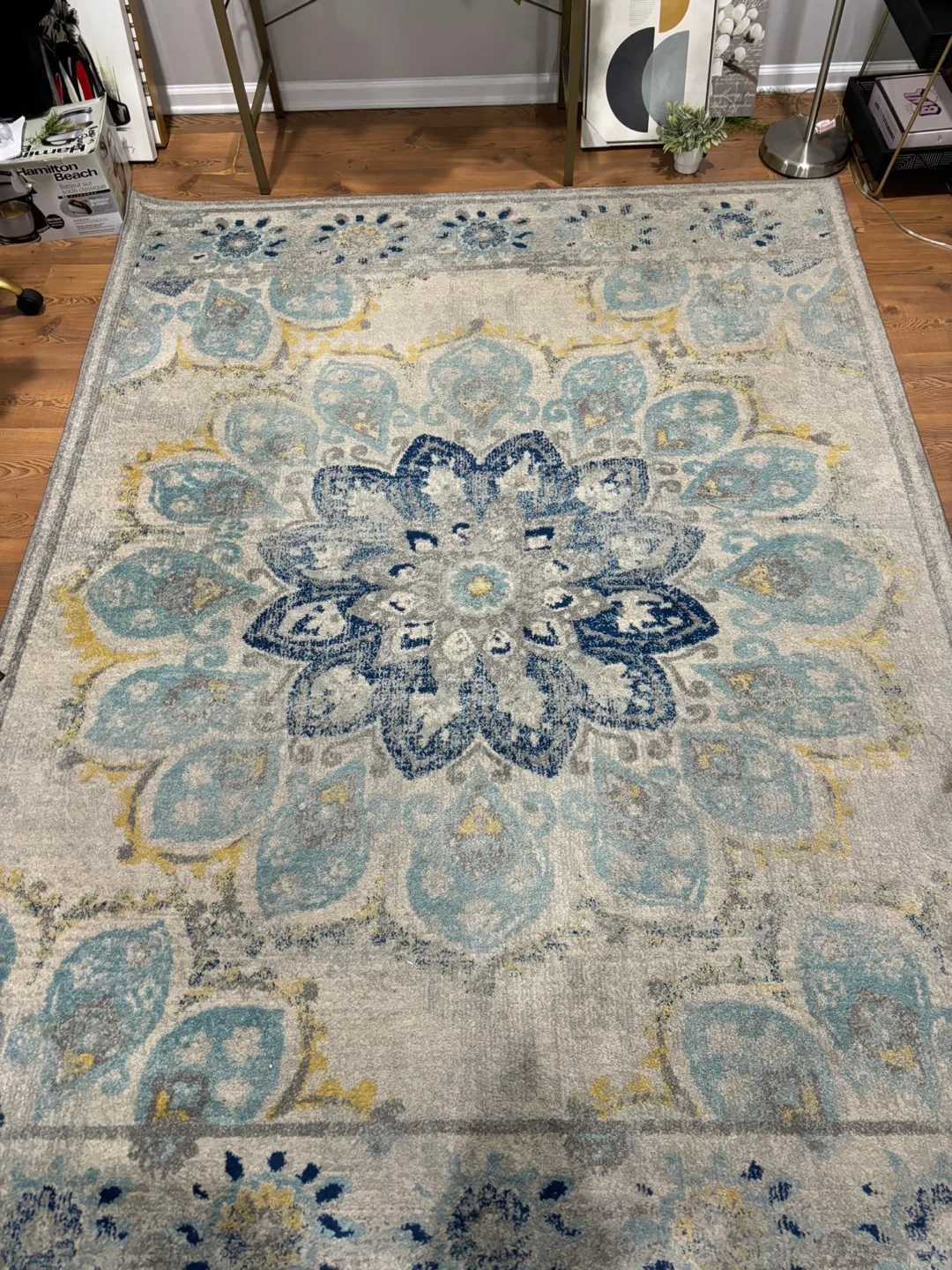 Large Area Rug - Blue, Yellow, Grey thumbnail