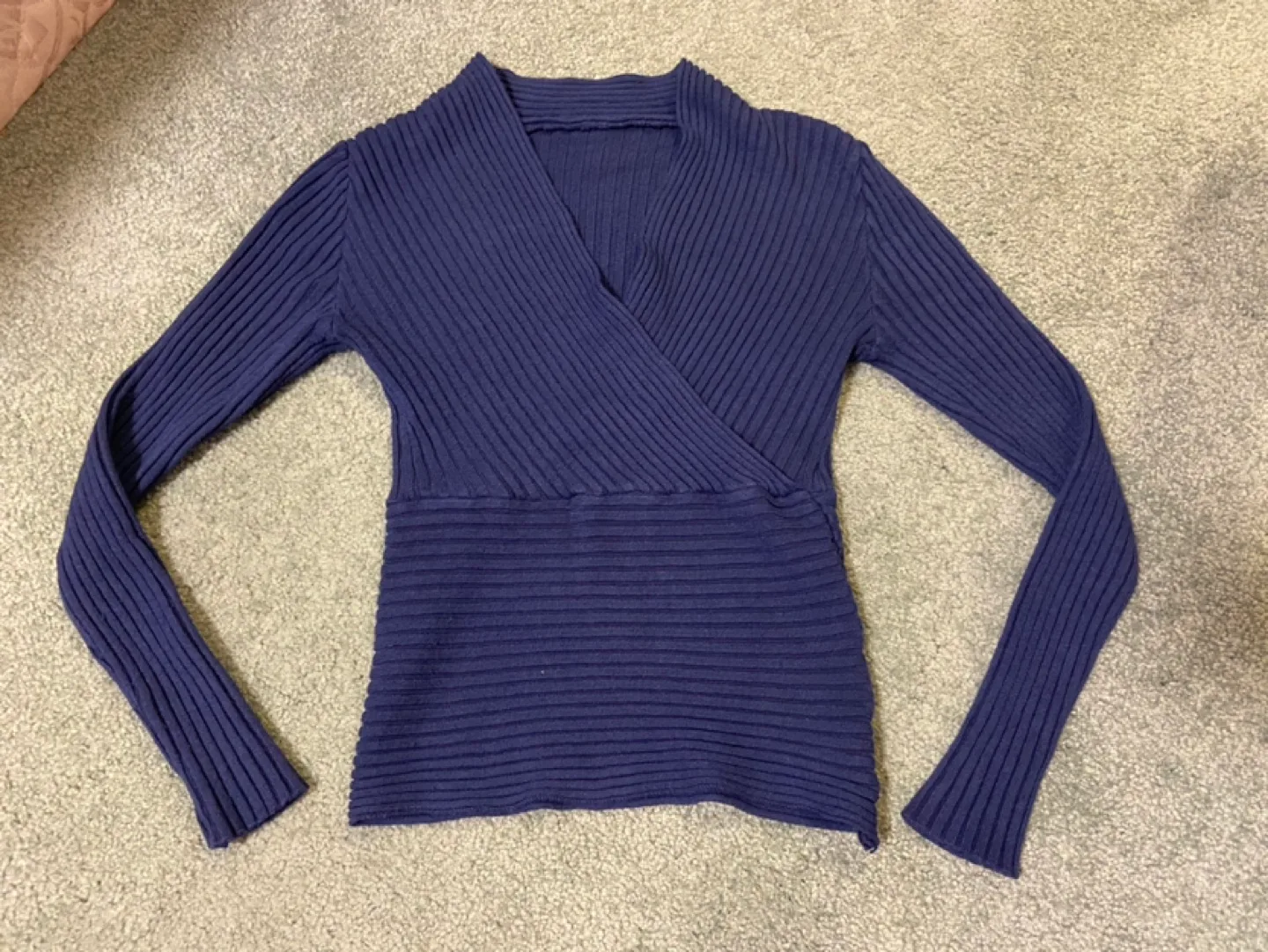Navy Blue Long Sleeve Wrap Sweater #freecycle 🎃 thumbnail
