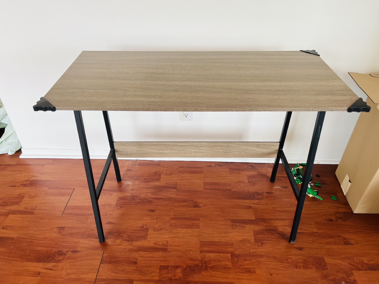 Small Desk with Black Metal Legs