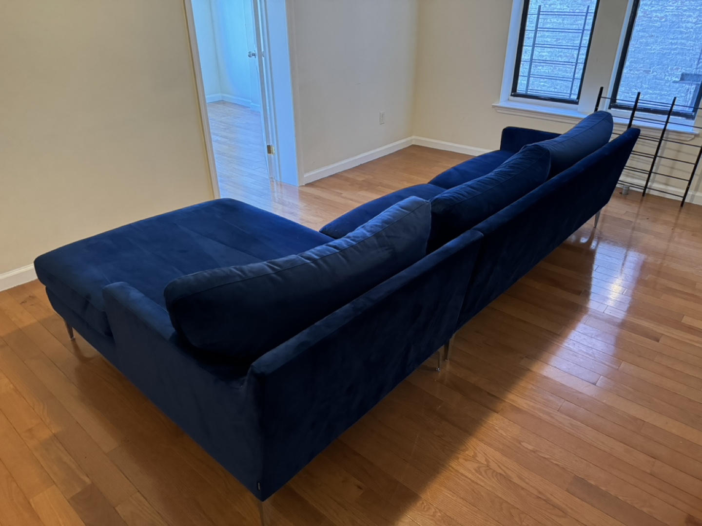Blue Velvet Sectional Sofa - photo 5