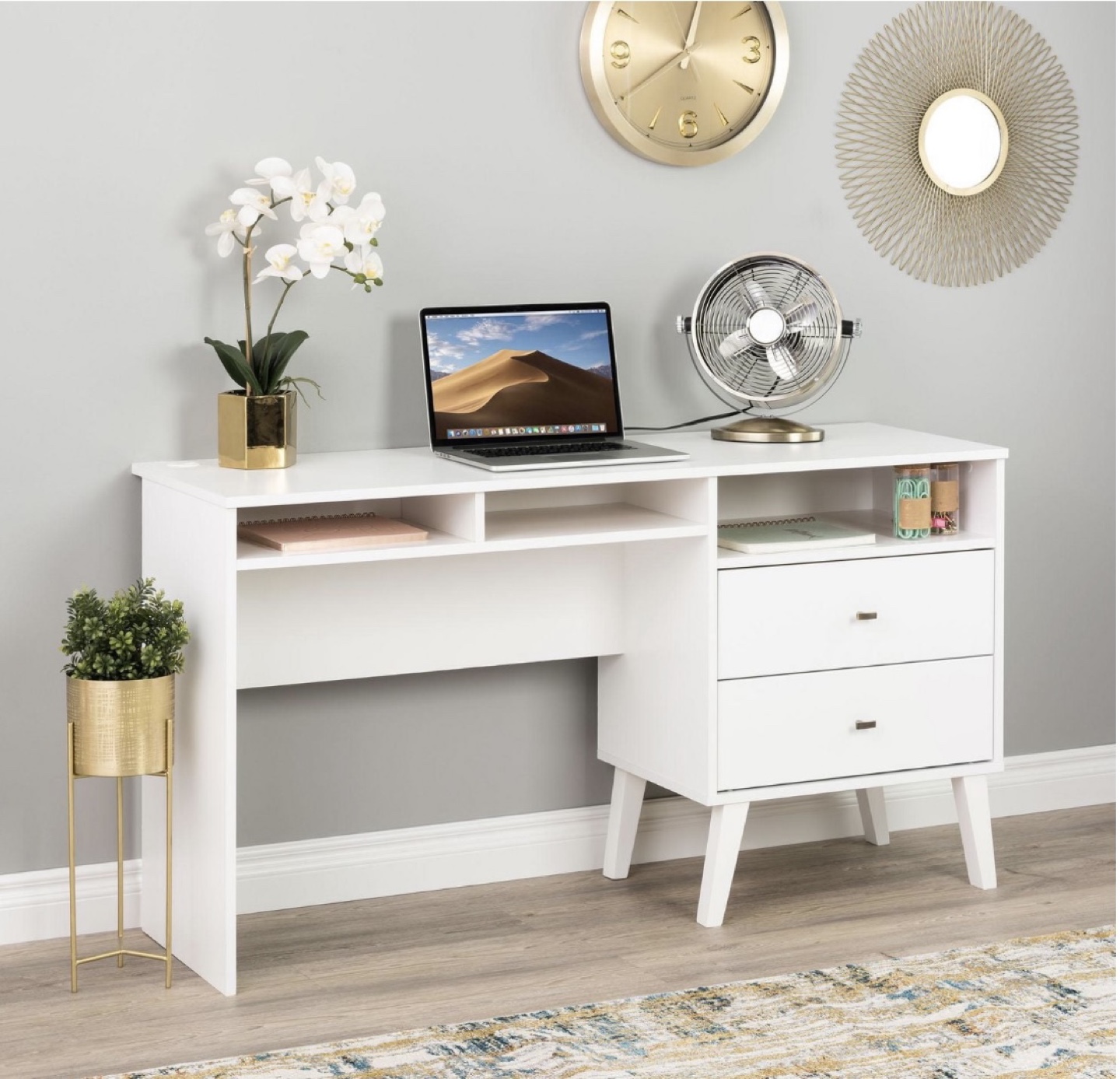 White Desk with Two Drawers - photo 2