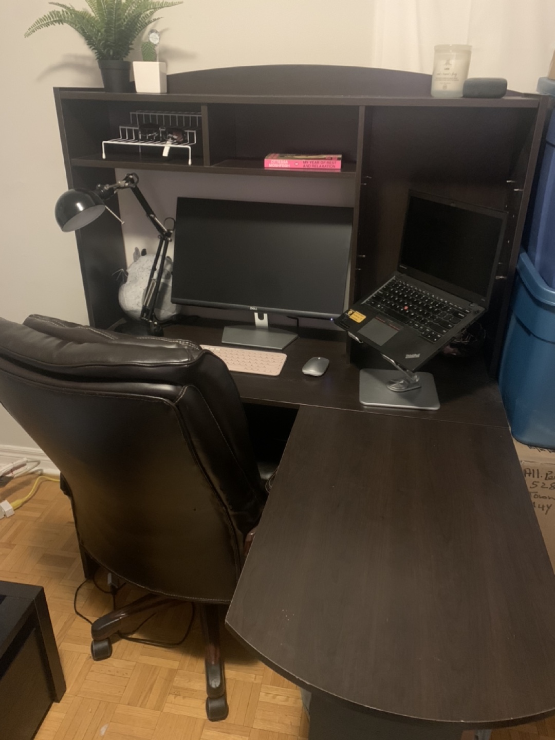 L-Shaped Computer Desk with Hutch