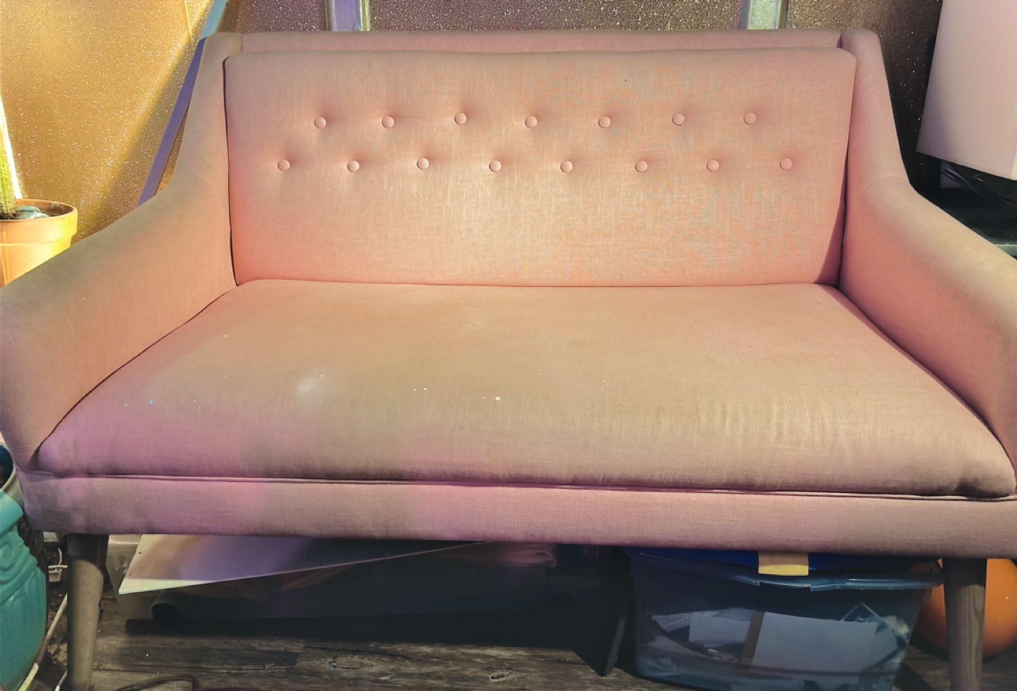 Pink Tufted loveseat