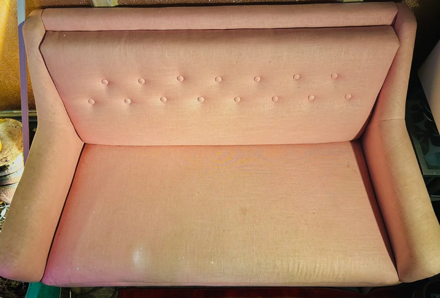 Pink Tufted loveseat image indicator(2)