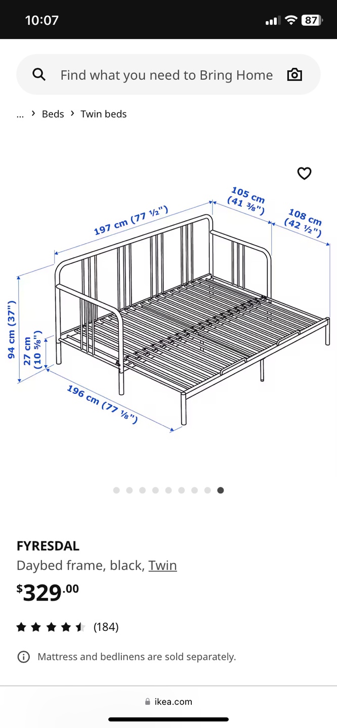 IKEA FYRESDAL Daybed Frame Black Twin - photo 5