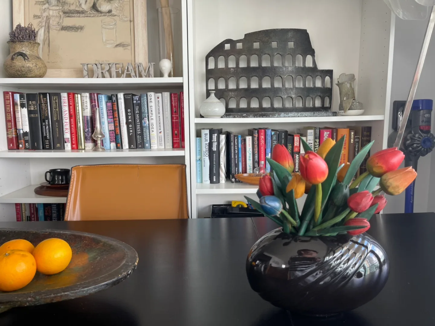 Black Ceramic Vase with Wooden Tulips image indicator(3)