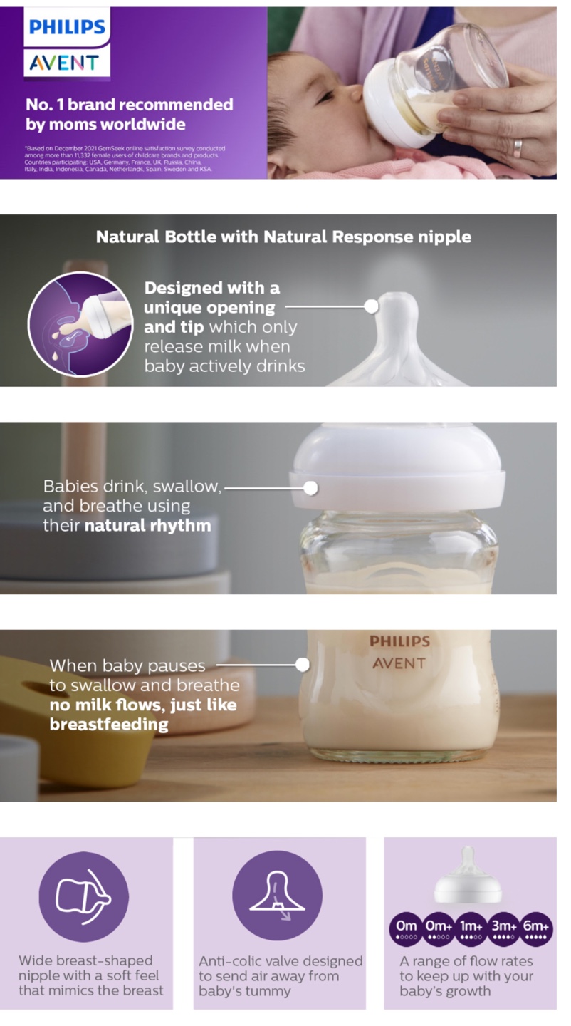 Brand New! Philips Avent Natural Glass Baby Bottles - photo 3