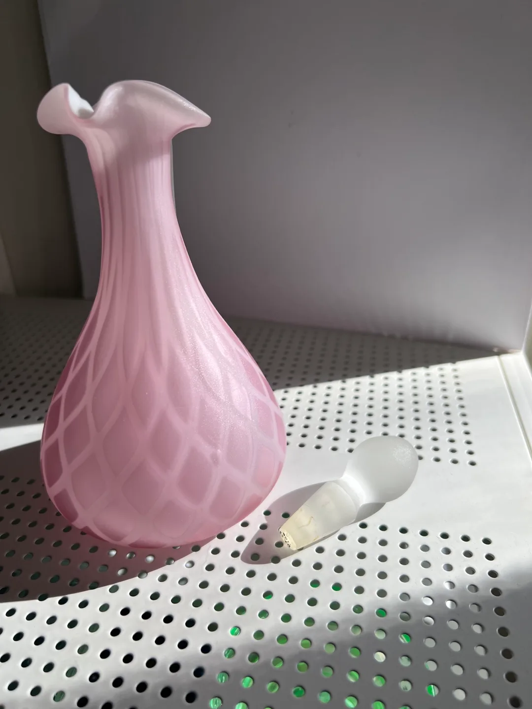 Vintage Pink Venetian Glass Bottle image indicator(3)